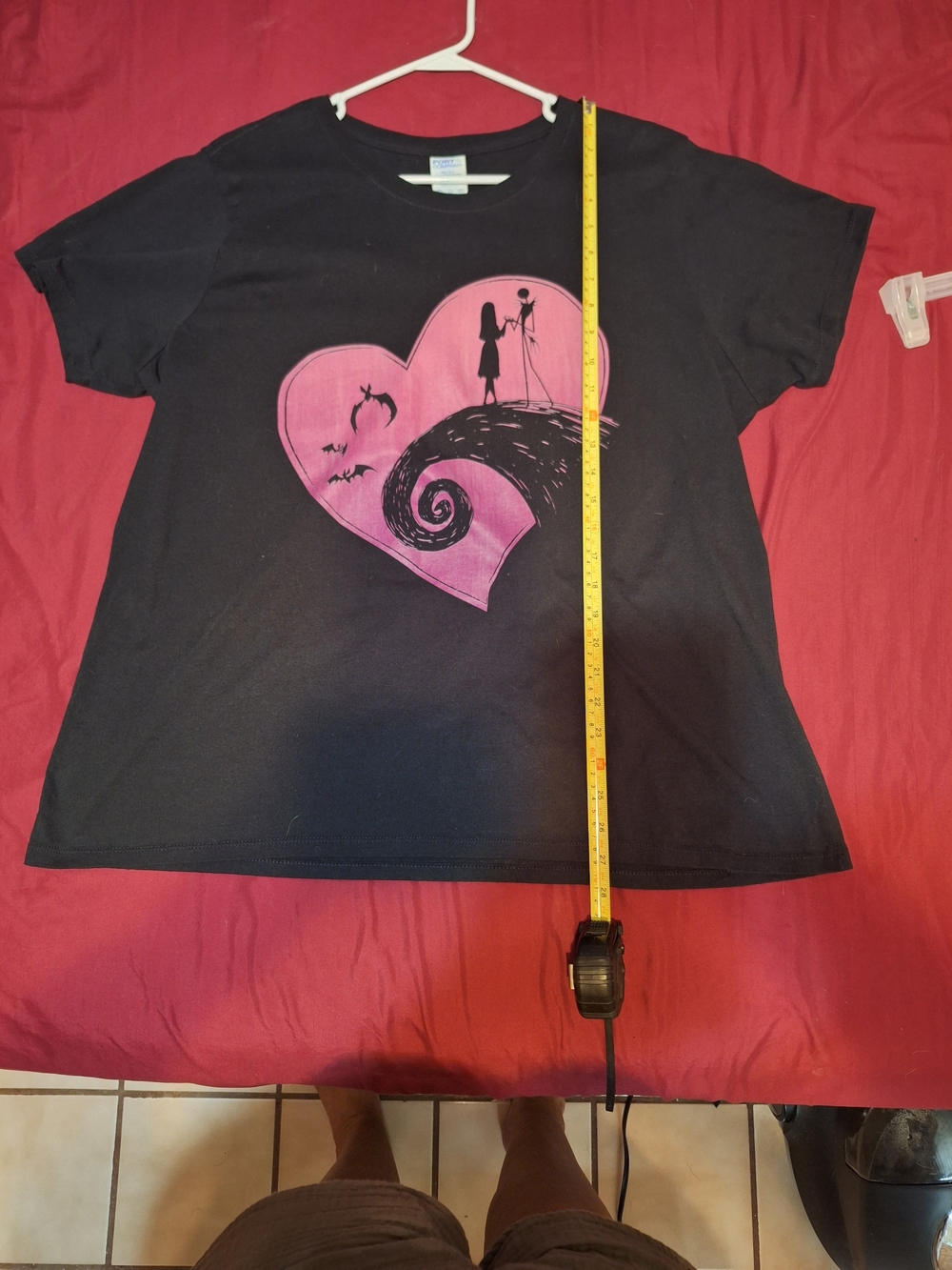 Disney Black Tee with Pink Heart Nightmare Before Christmas Graphic - Picture 5 of 5